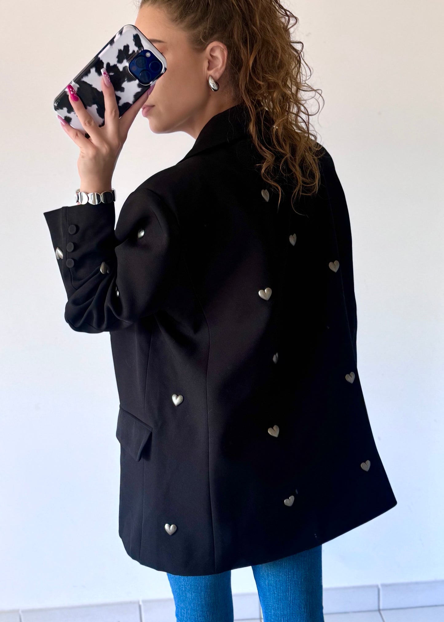 BLAZER COEURS - NOIR