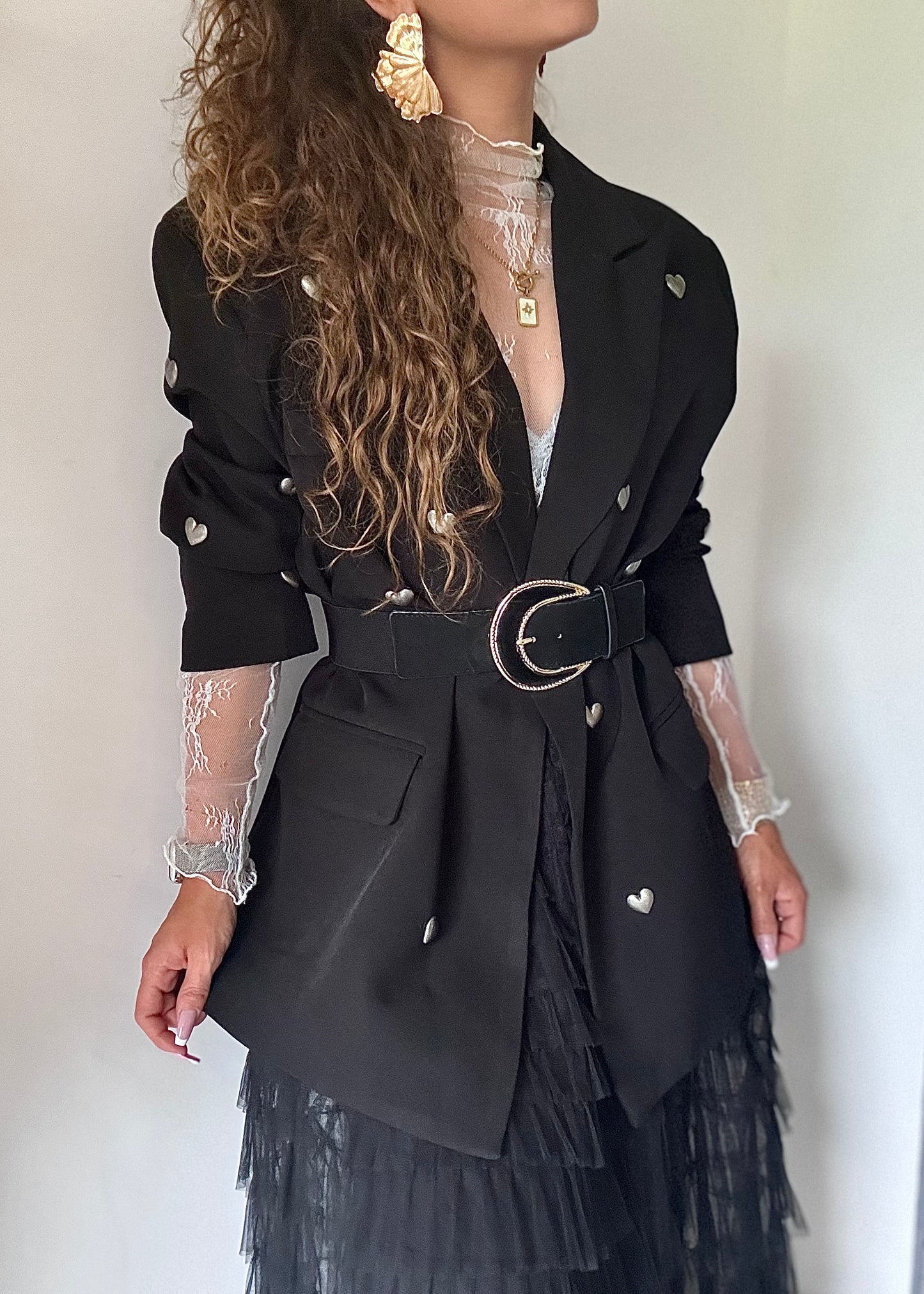BLAZER COEURS - NOIR