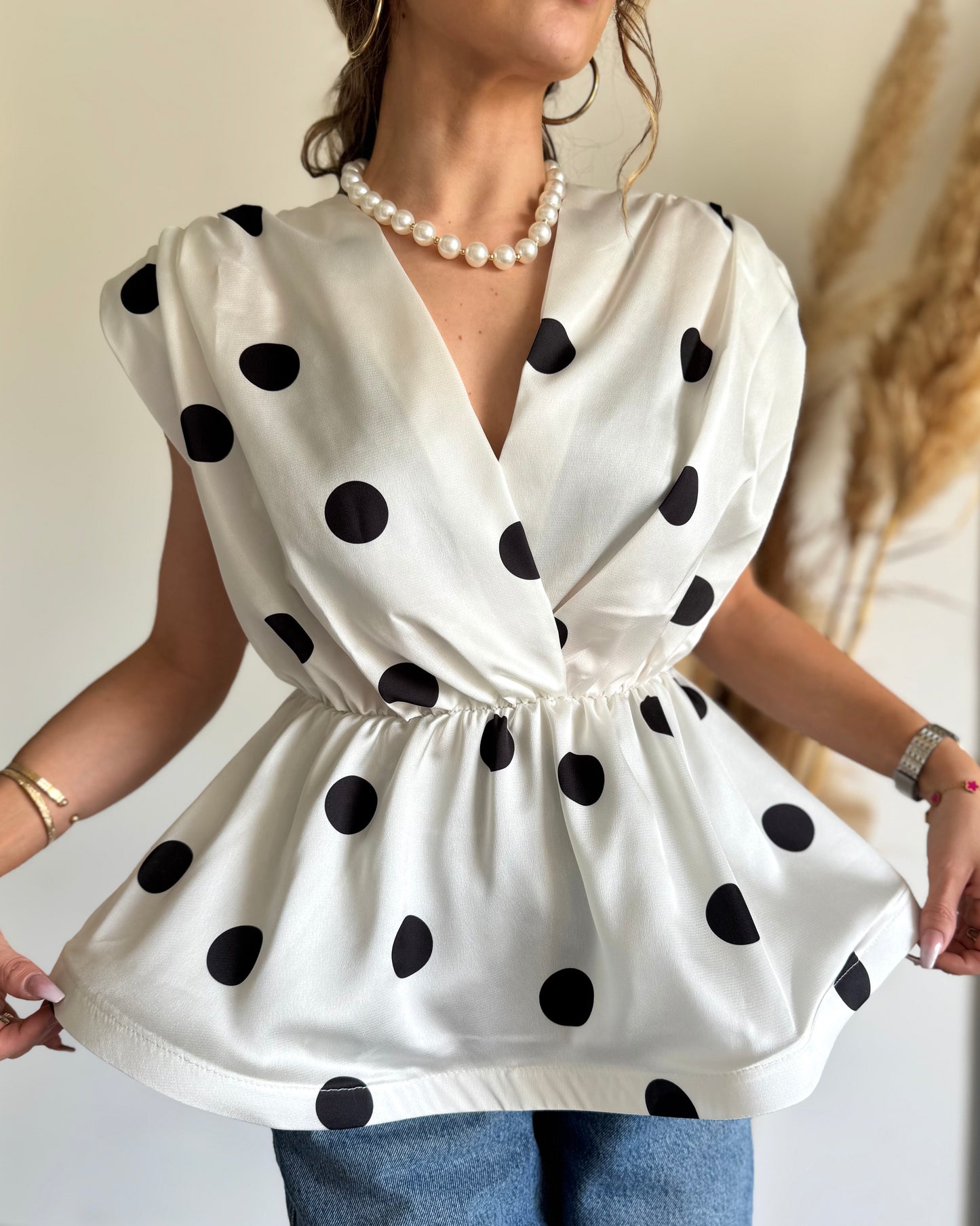 TOP PEPLUM A POIS