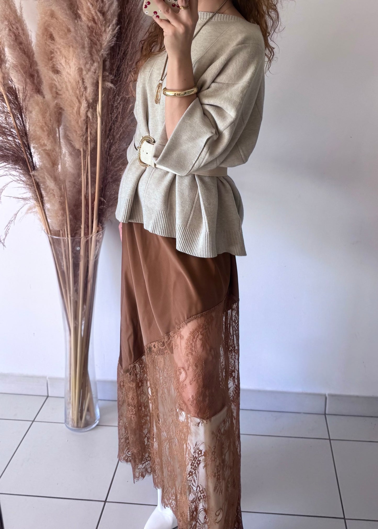 JUPE LONGUE NAYA - CARAMEL