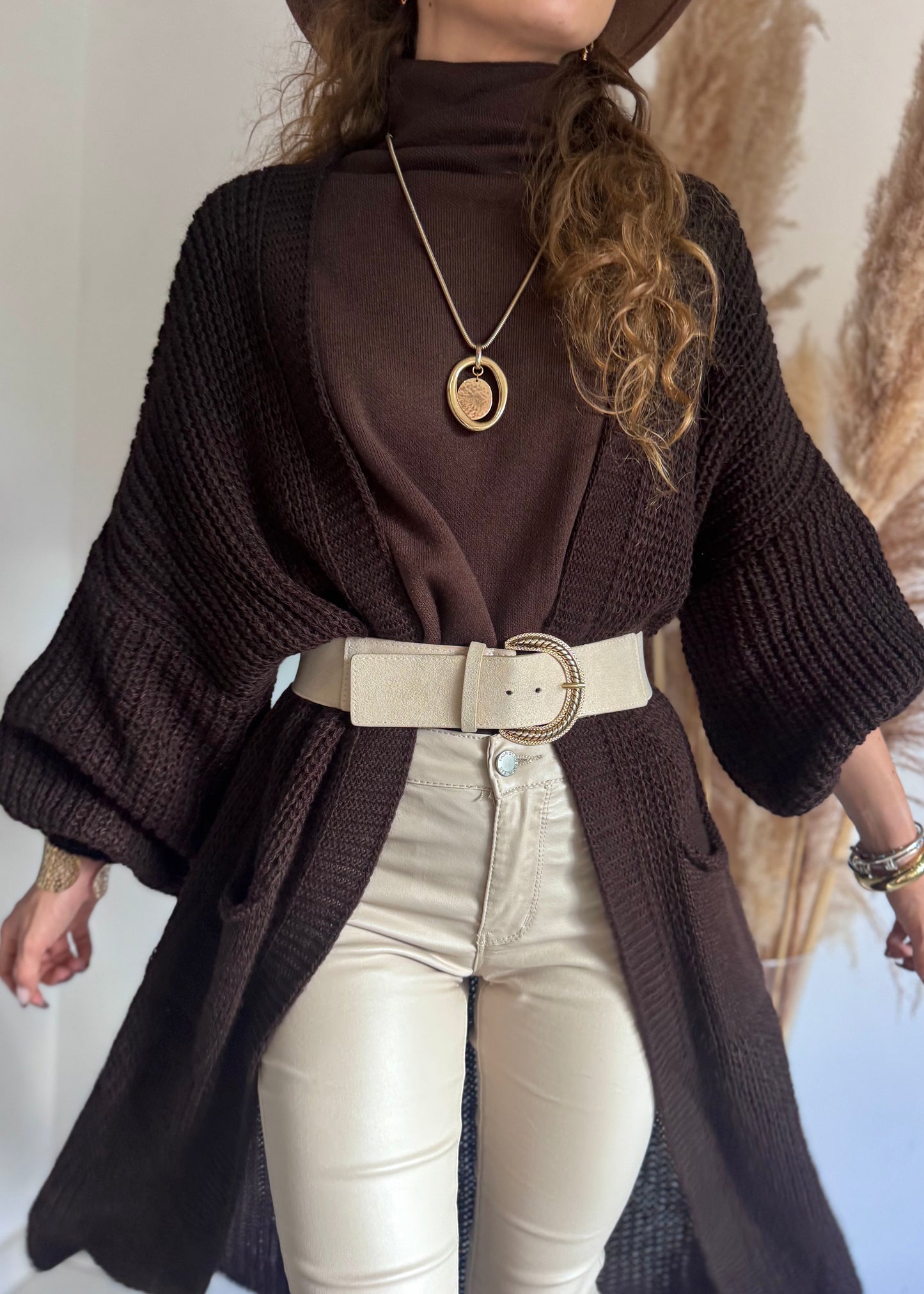 GILET LONG - MARRON