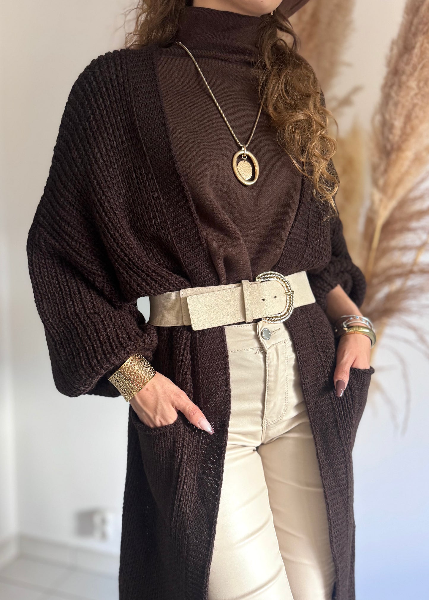 GILET LONG - MARRON