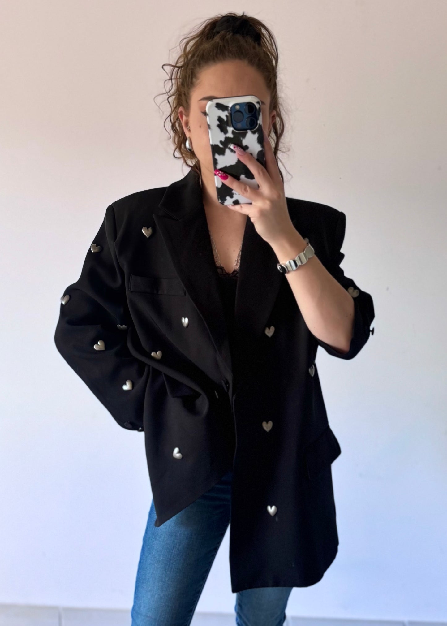 BLAZER COEURS - NOIR