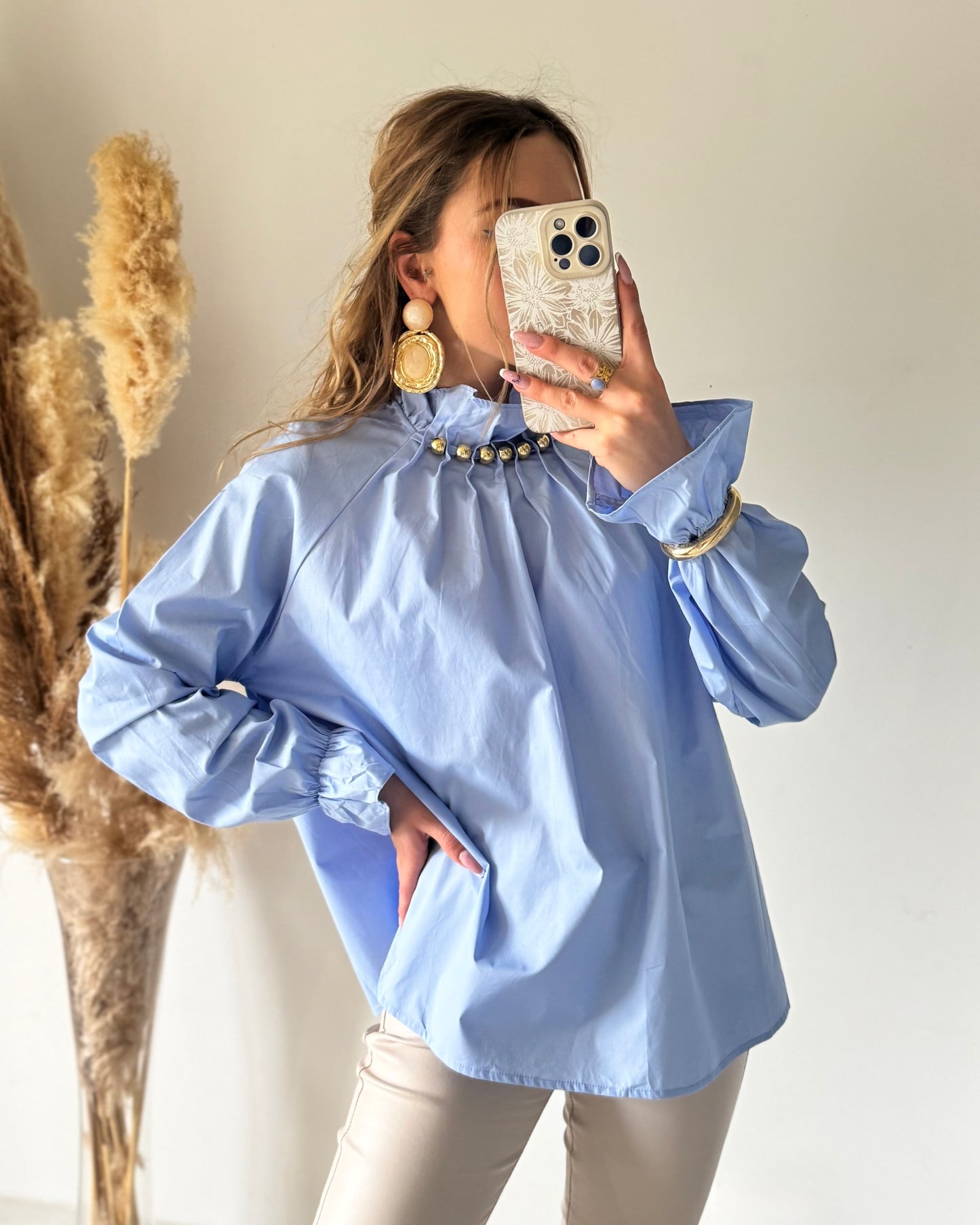 BLOUSE PERLÉE - CIEL