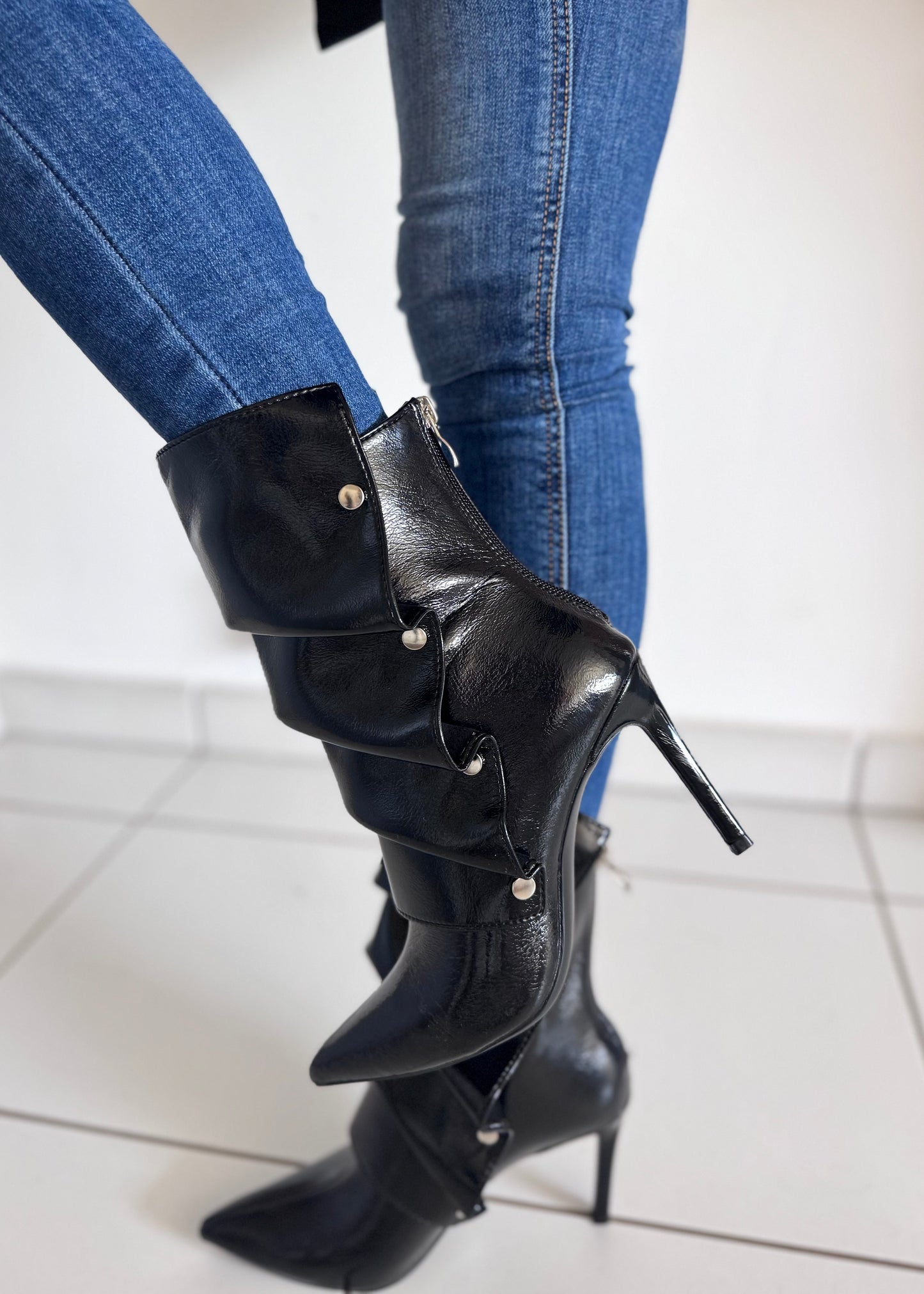 BOTTINES DRAPPÉES - NOIRES