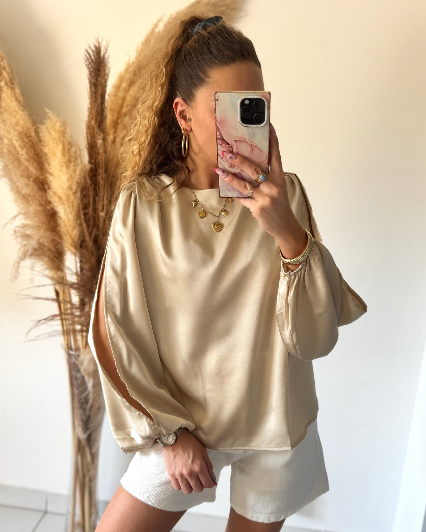 BLOUSE SATINA - BEIGE