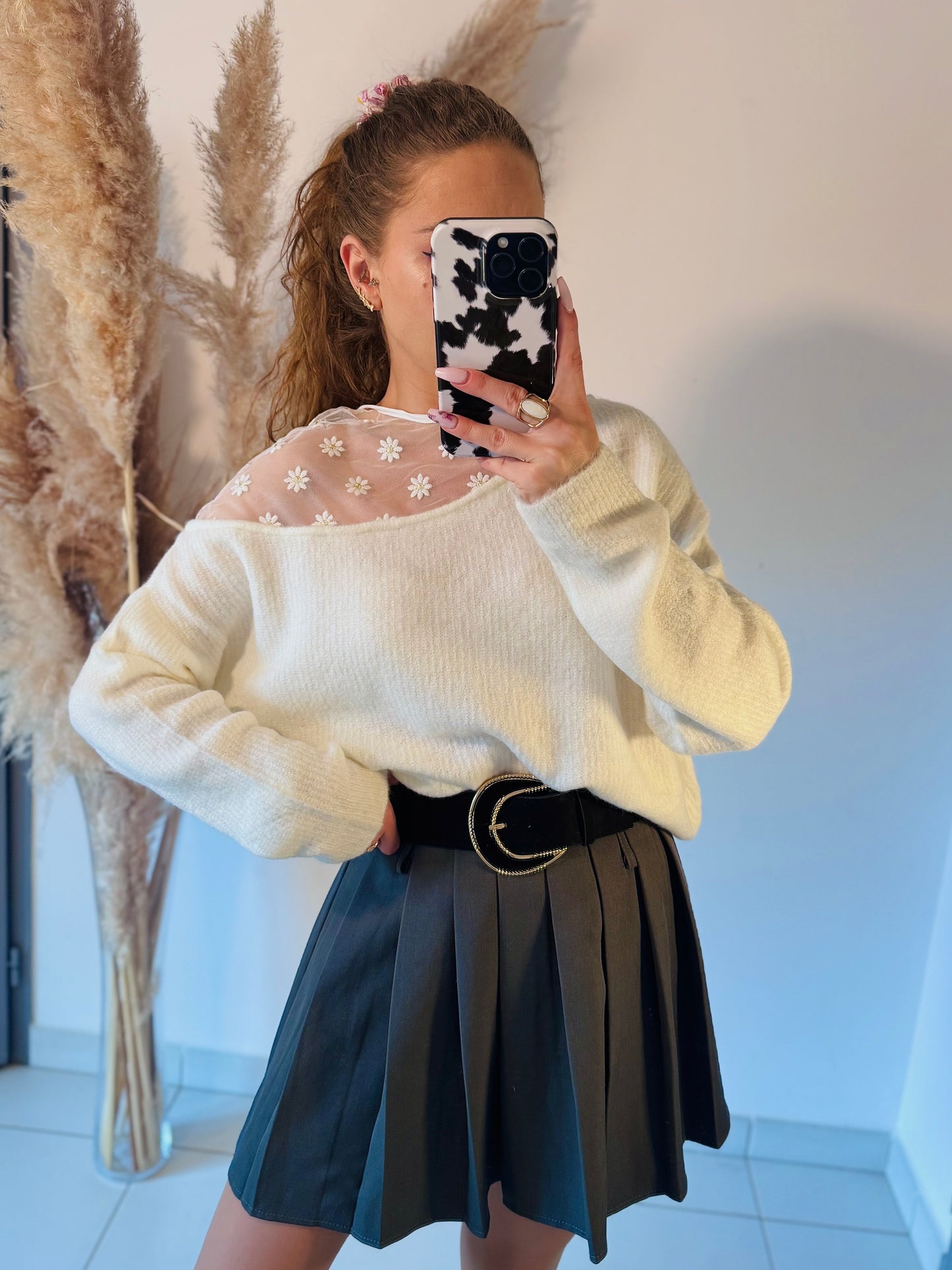 pull doux, pull à fleurs