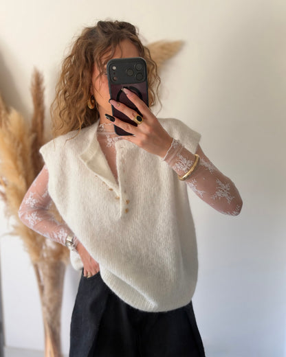 PULL SANS MANCHES - ECRU