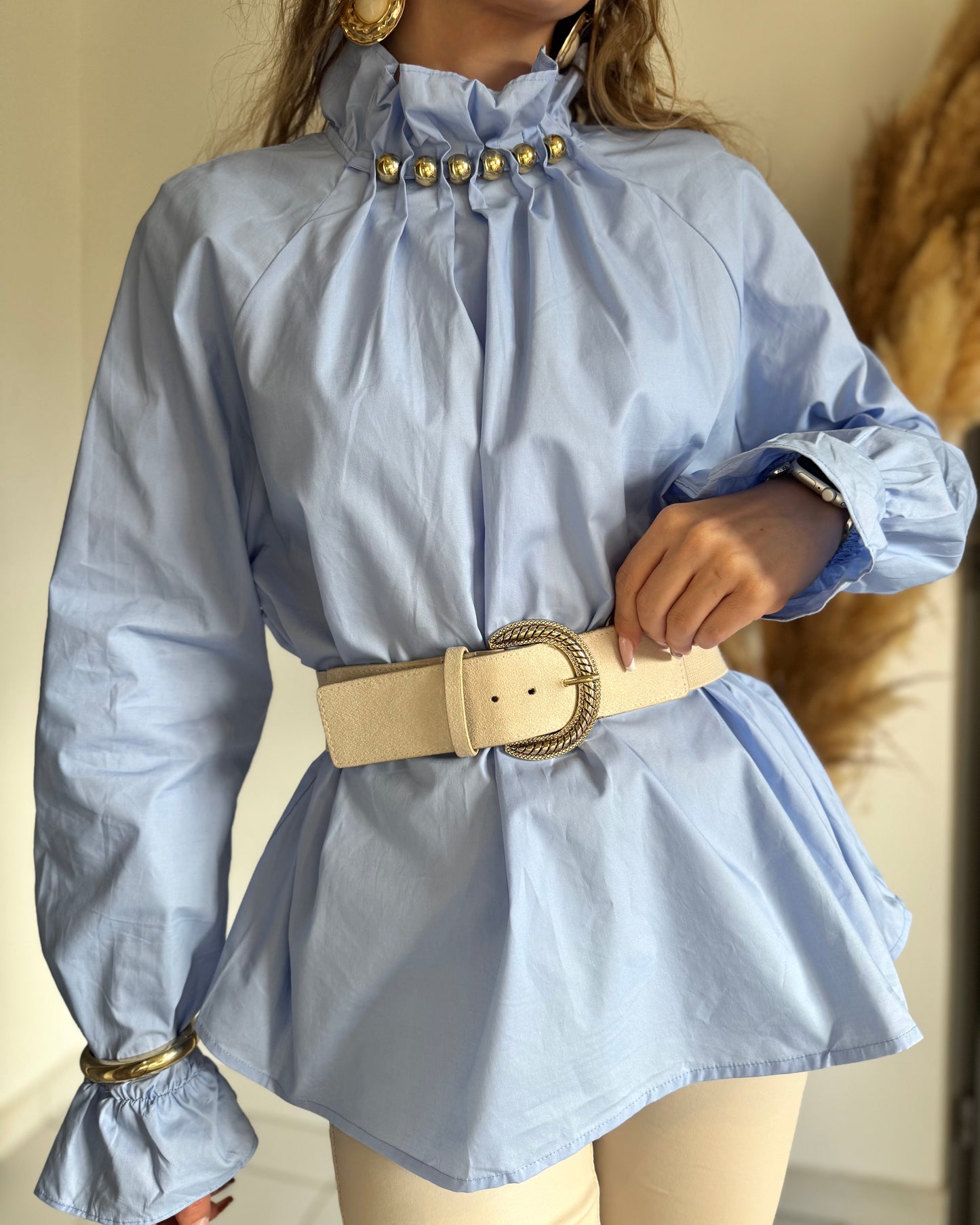 BLOUSE PERLÉE  - CIEL