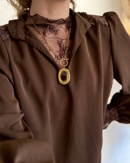 TOP DENTELLE - CHOCOLAT