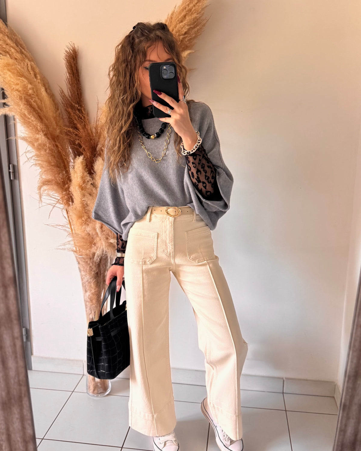 JEAN WIDE LEG - BEIGE