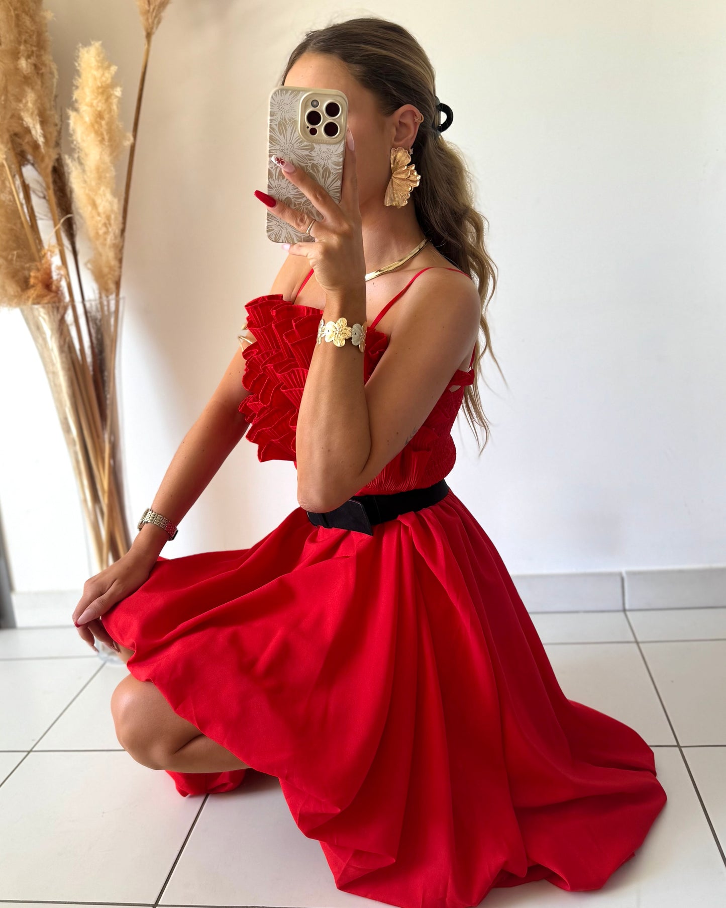 ROBE BUSTIER - ROUGE