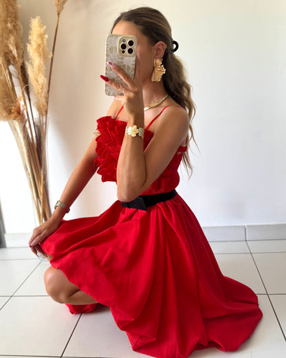 ROBE BUSTIER - ROUGE