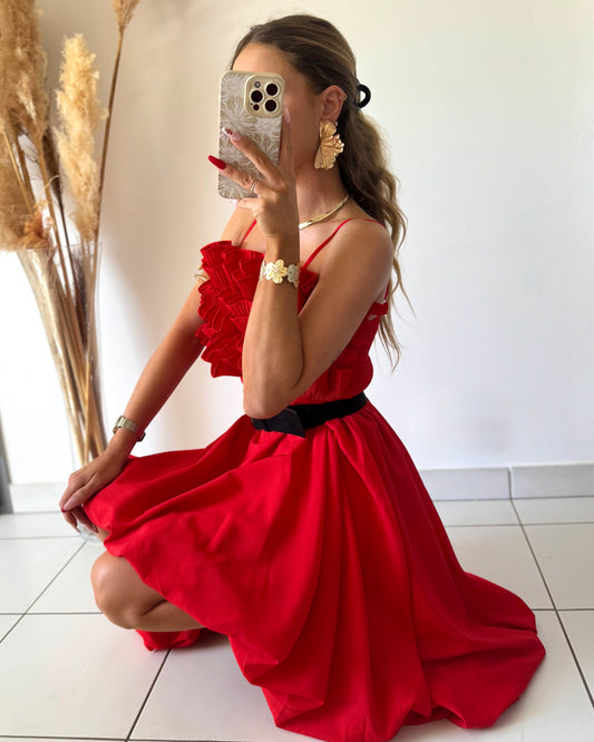 ROBE BUSTIER - ROUGE