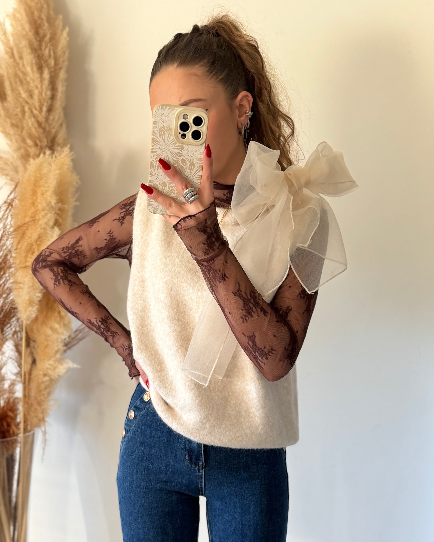 TOP DENTELLE - CHOCOLAT