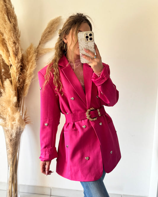 BLAZER A COEURS - FUCHSIA
