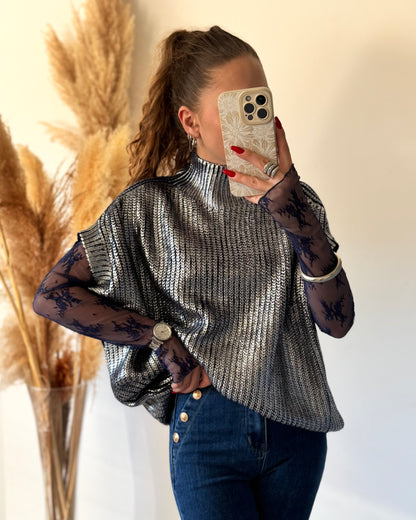 TOP DENTELLE - MARINE