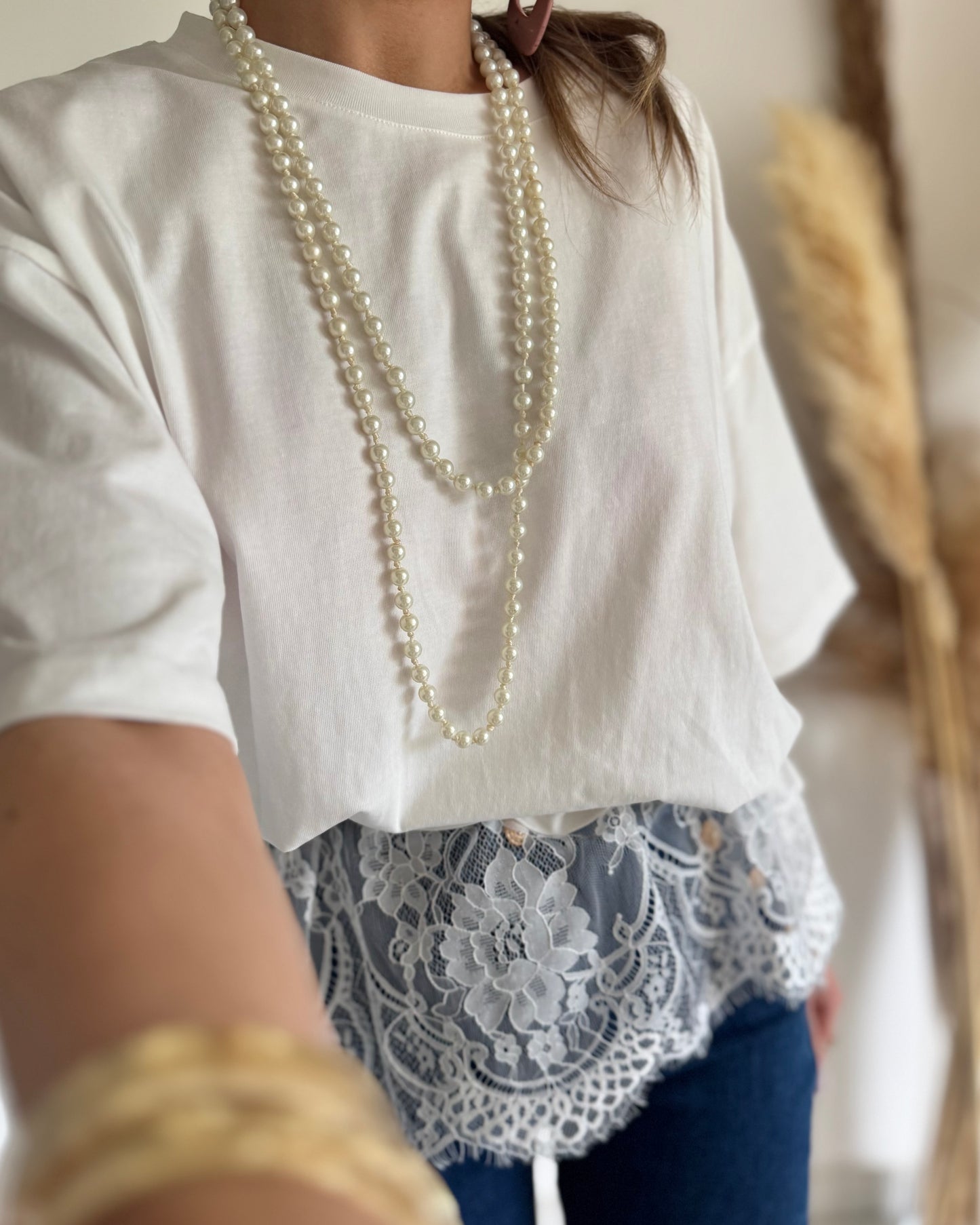 T-SHIRT DENTELLE - BLANC