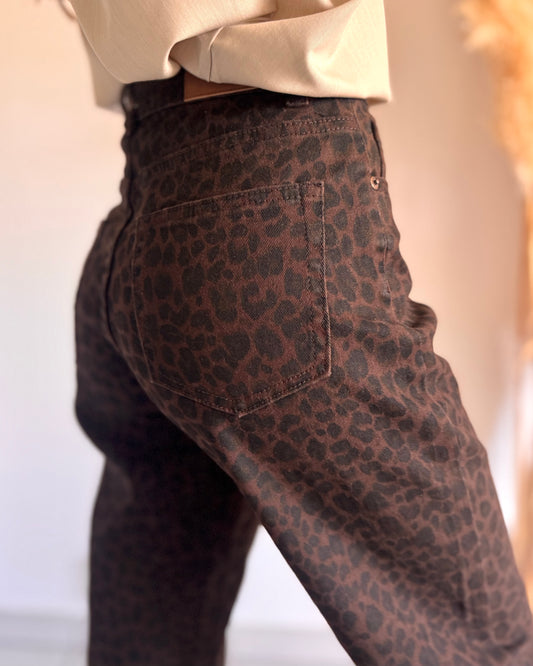 JEAN MOM - LÉOPARD CHOCO