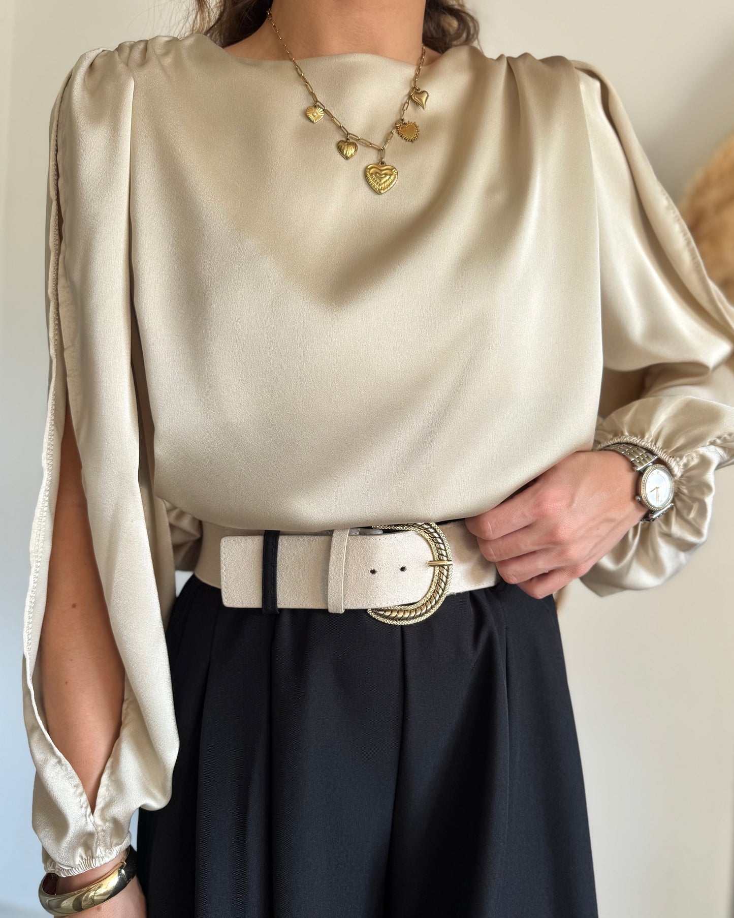 BLOUSE SATINA - BEIGE