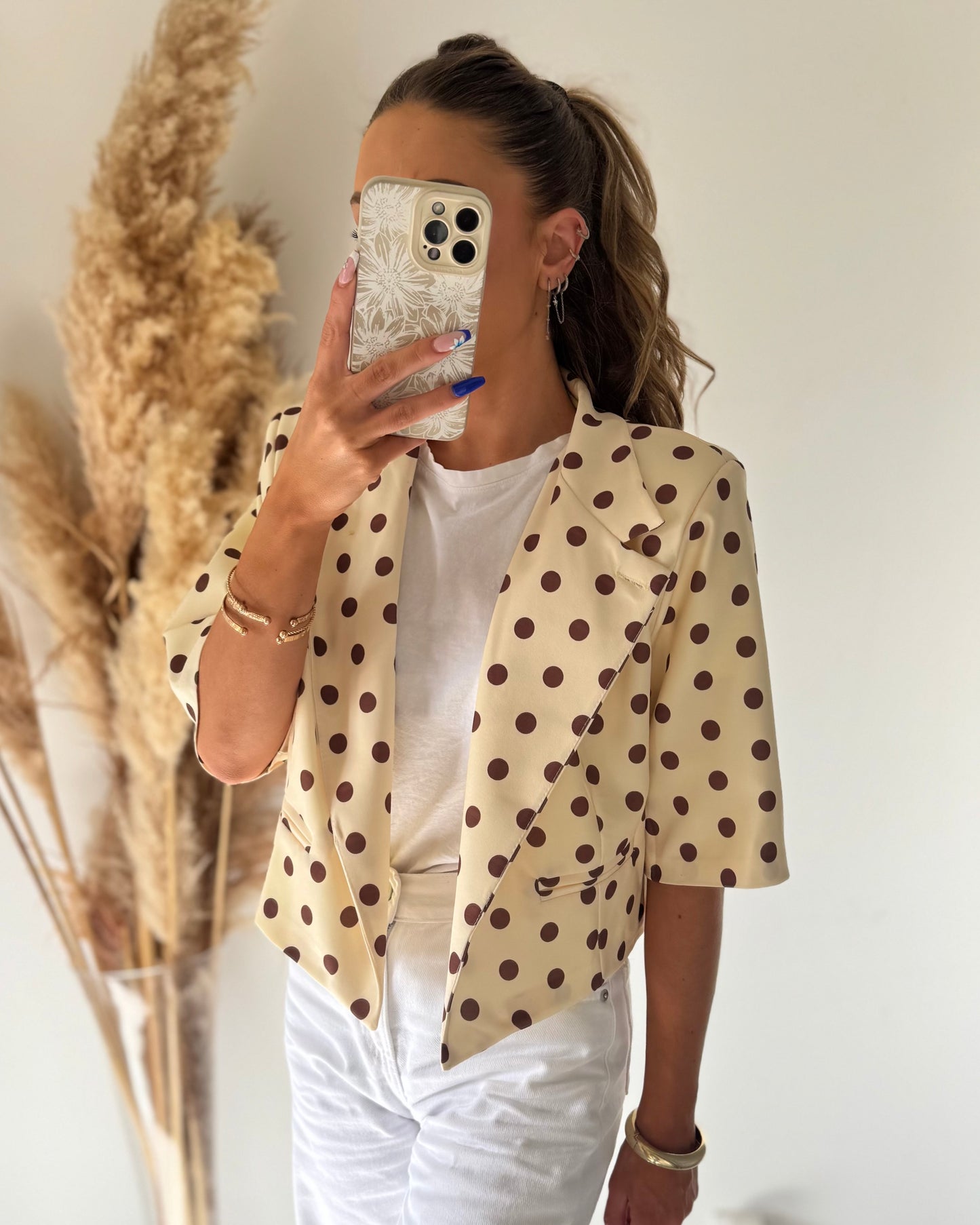 BLAZER JAUNE - POIS CHOCOLAT