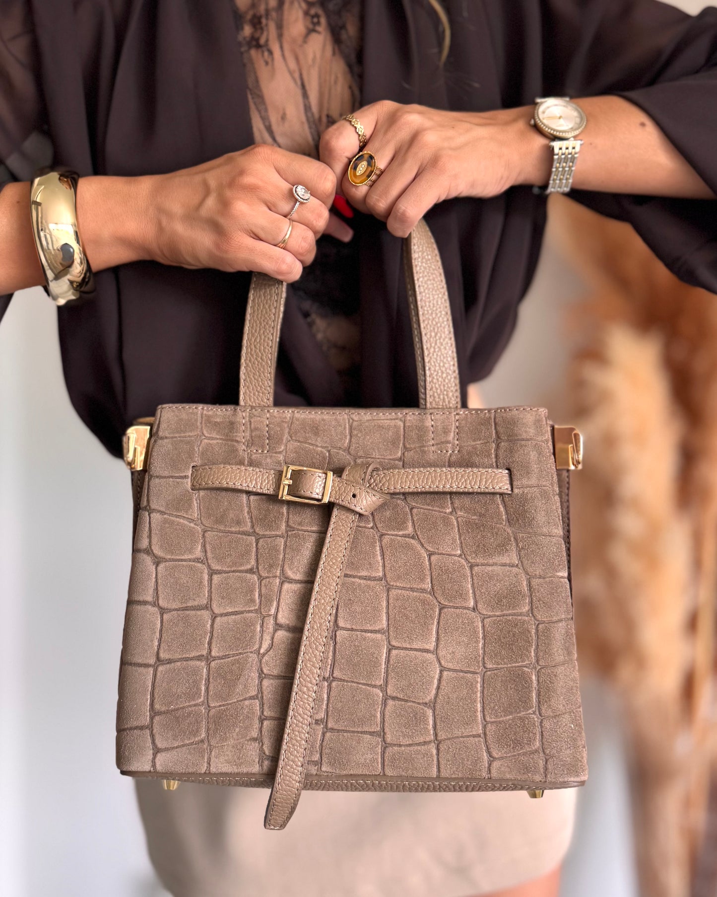 SAC CROCO CHOCO - CUIR