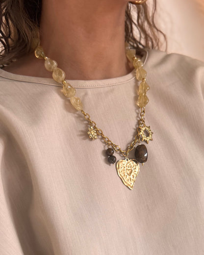 COLLIER COEUR  - BEIGE