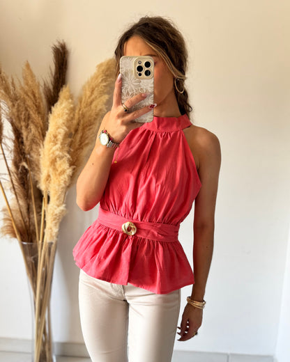 ENSEMBLE TOP & JUPE - CORAIL