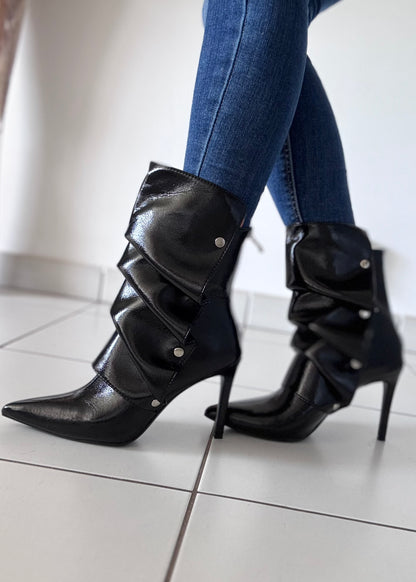 BOTTINES DRAPPÉES - NOIRES