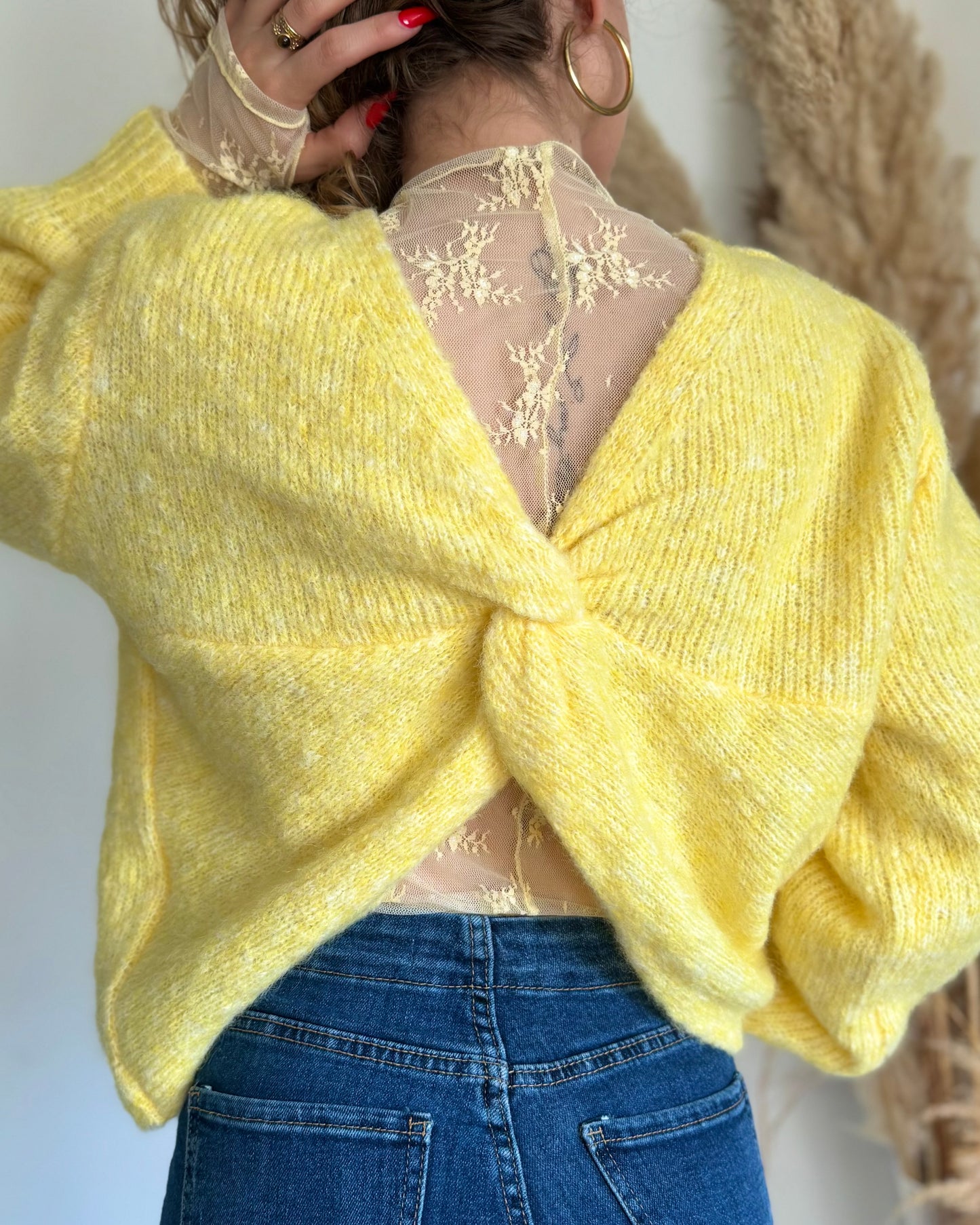 PULL CROISÉ - JAUNE