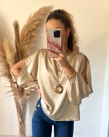 BLOUSE SATINA - BEIGE