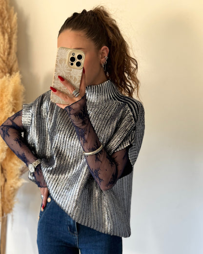 TOP DENTELLE - MARINE