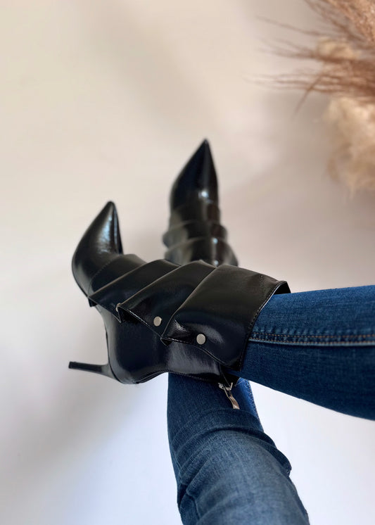 BOTTINES DRAPPÉES - NOIRES