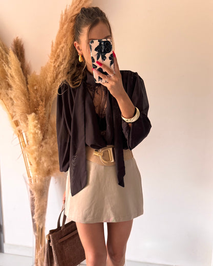 JUPE SHORT LOUISE - TAUPE