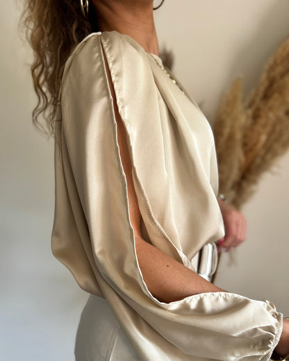 BLOUSE SATINA - BEIGE