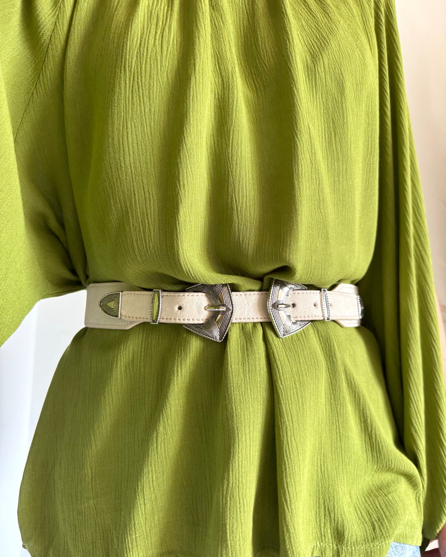 CEINTURE DOUBLE BOUCLE - ÉCRU