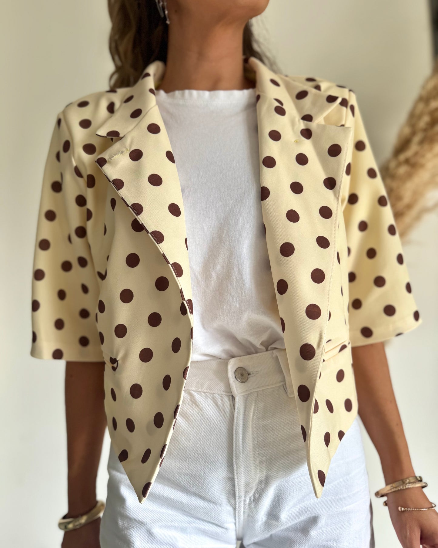 BLAZER JAUNE - POIS CHOCOLAT