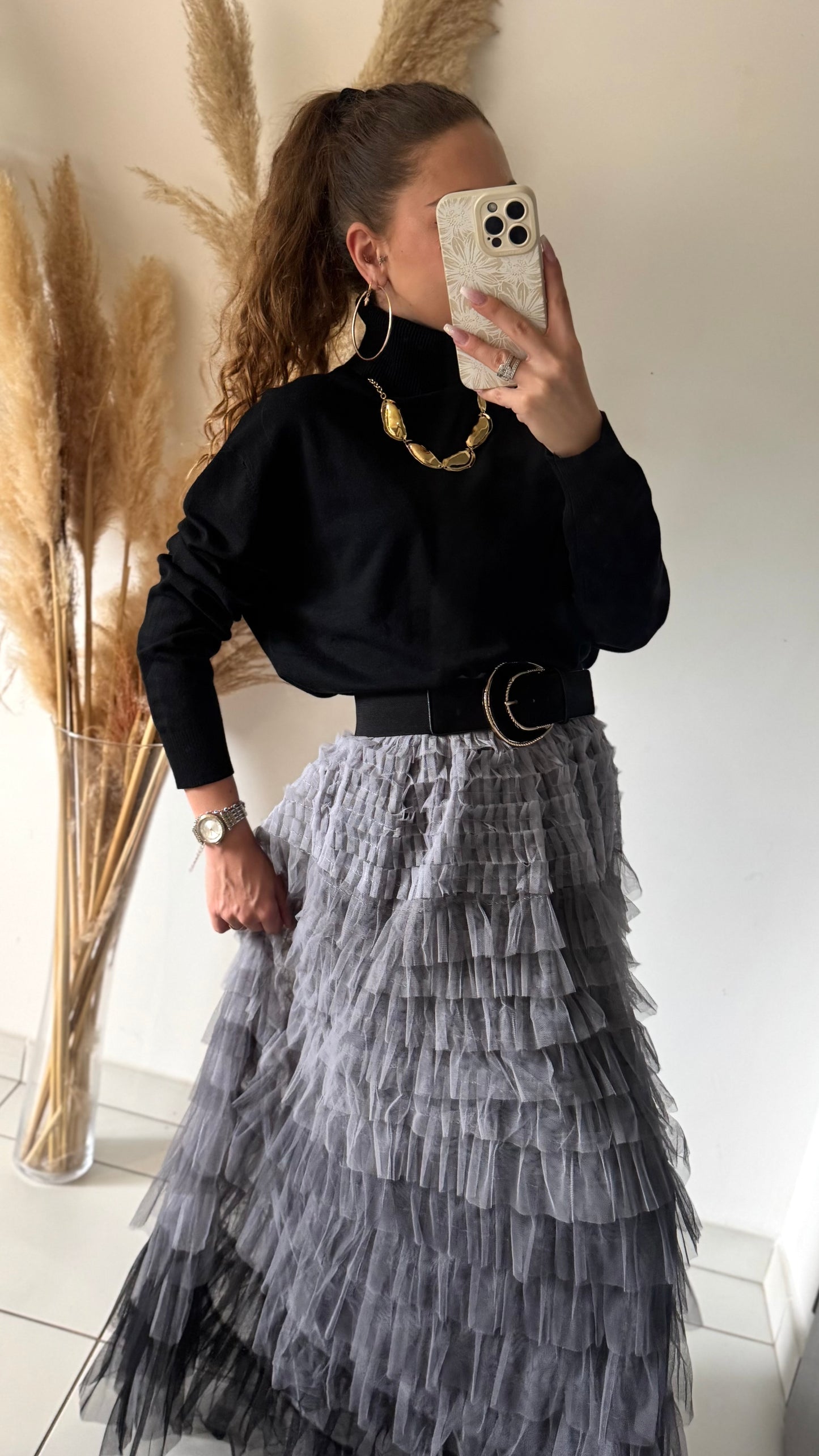 JUPE EN TULLE - GRIS