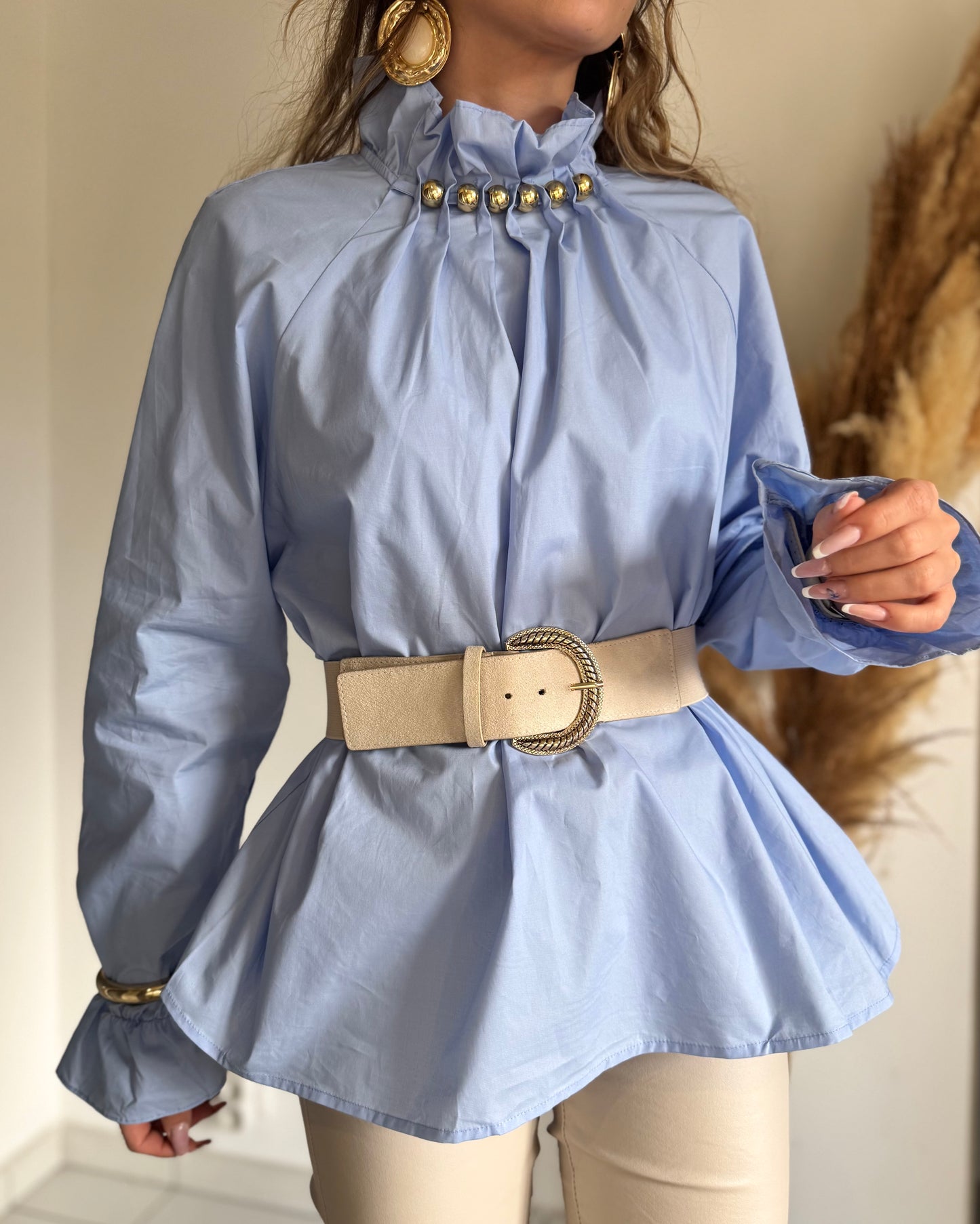 BLOUSE PERLÉE  - CIEL