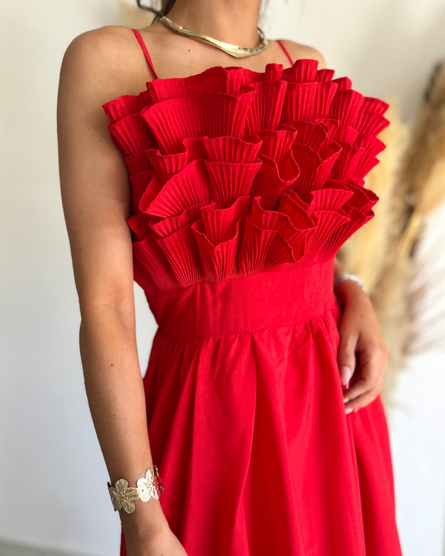 ROBE BUSTIER - ROUGE