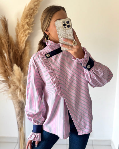BLOUSE RAYÉE - ROSE