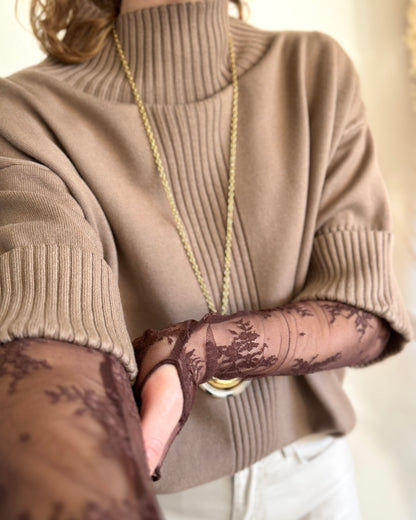 TOP DENTELLE - CHOCOLAT