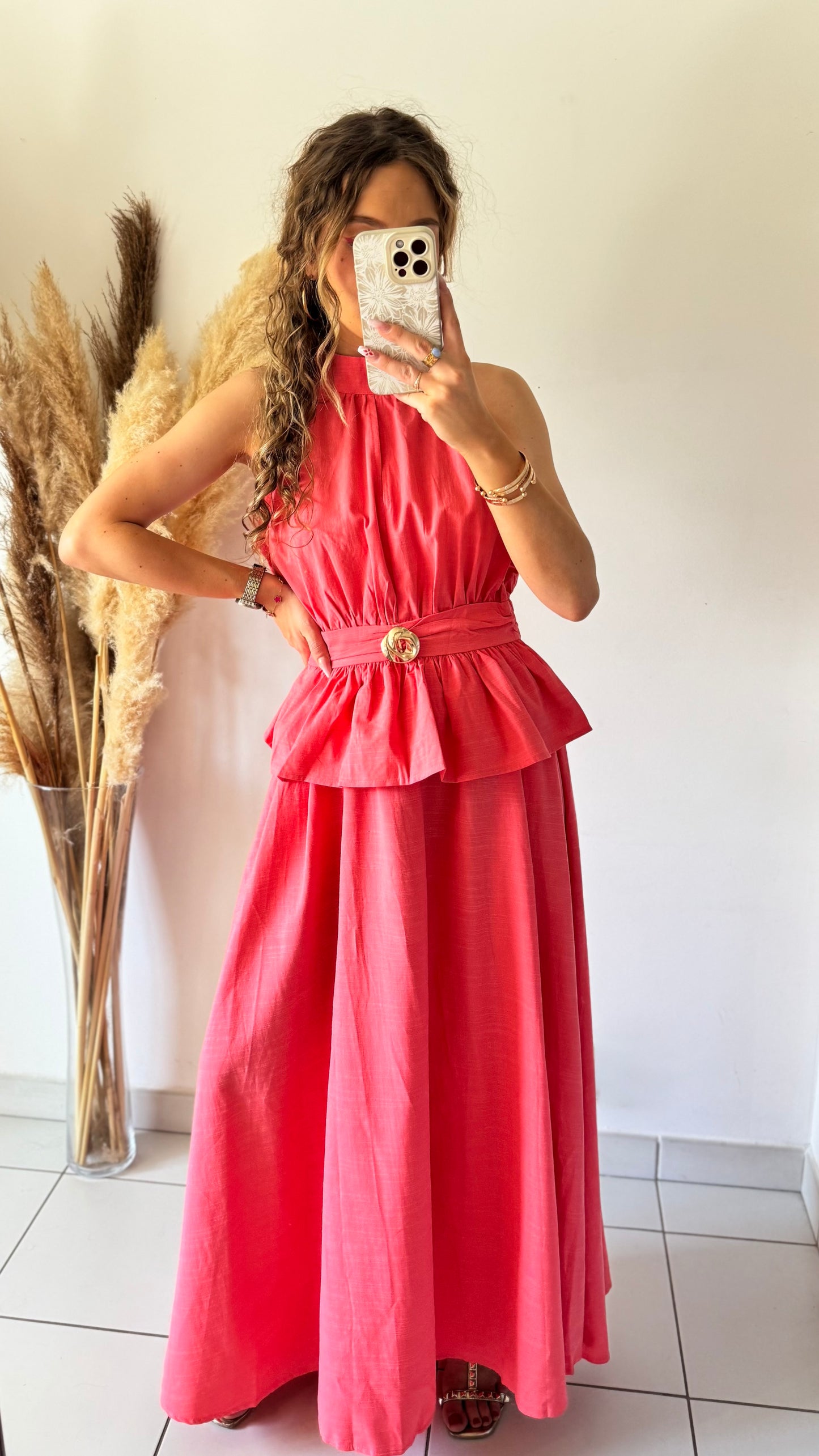 ENSEMBLE TOP & JUPE - CORAIL