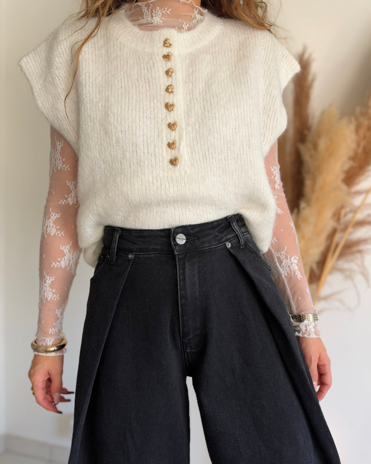PULL SANS MANCHES - ECRU