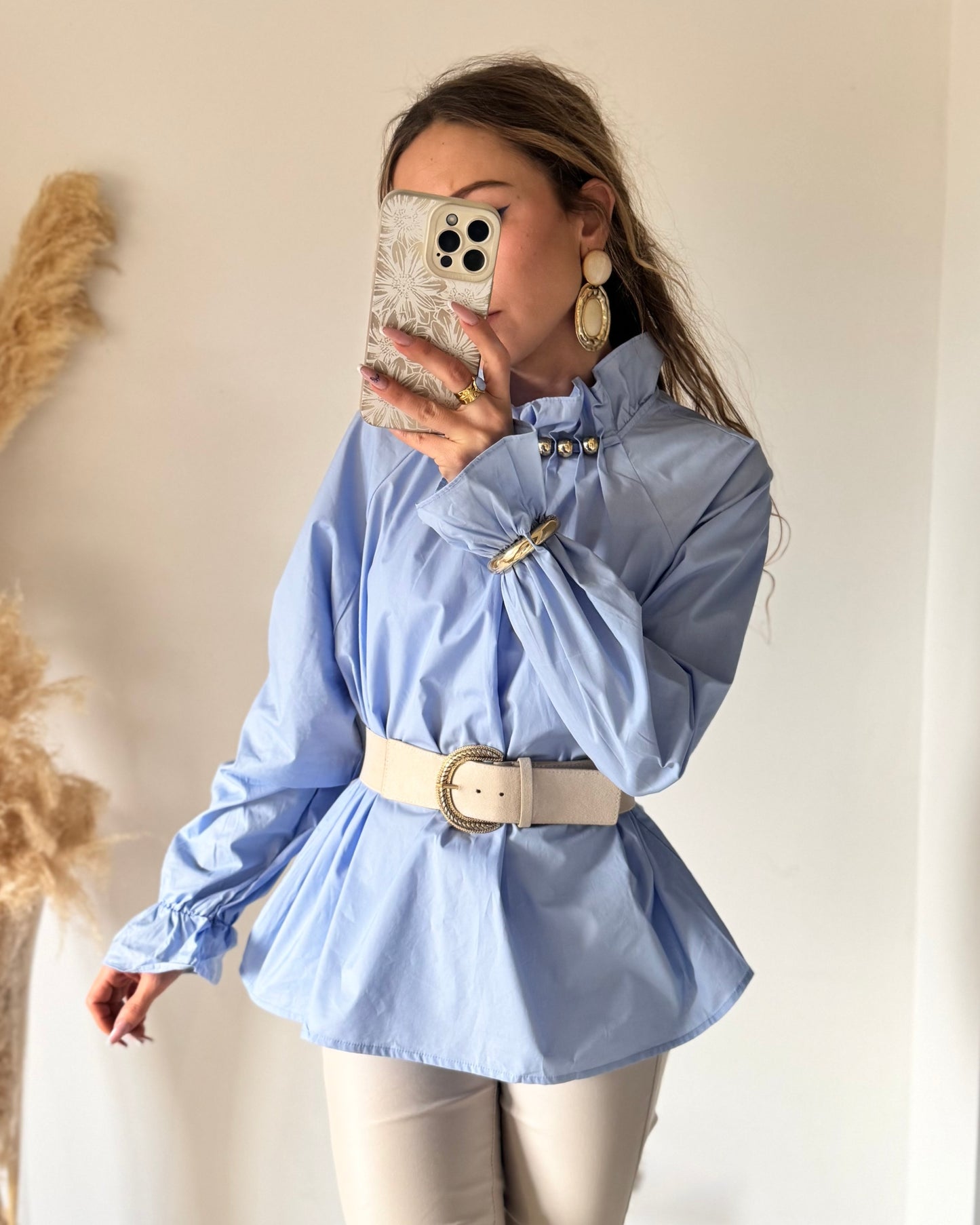 BLOUSE PERLÉE  - CIEL