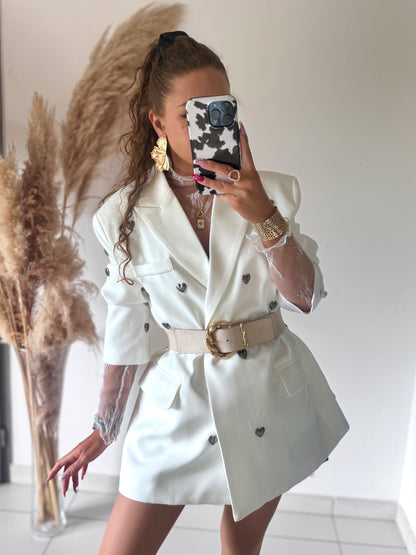 BLAZER COEURS - BLANC