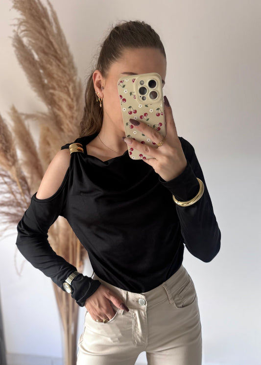 TOP ASYMÉTRIQUE - NOIR