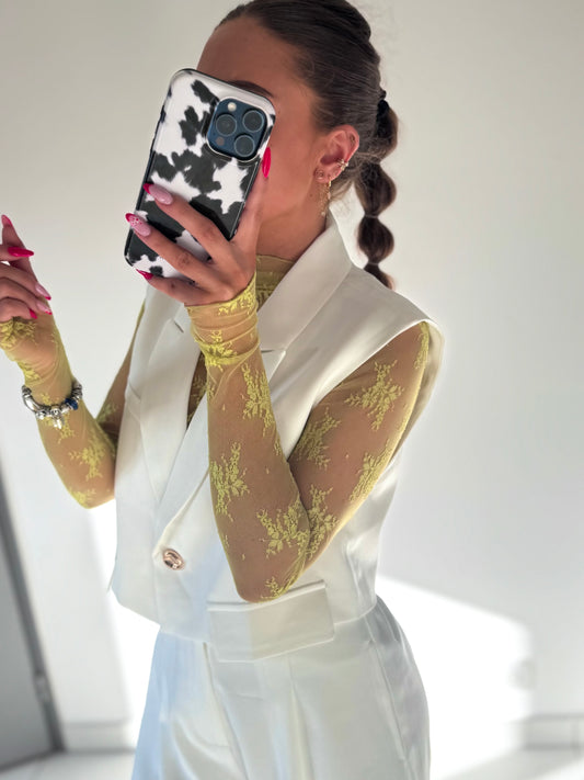 BLAZER SANS MANCHES - BLANC