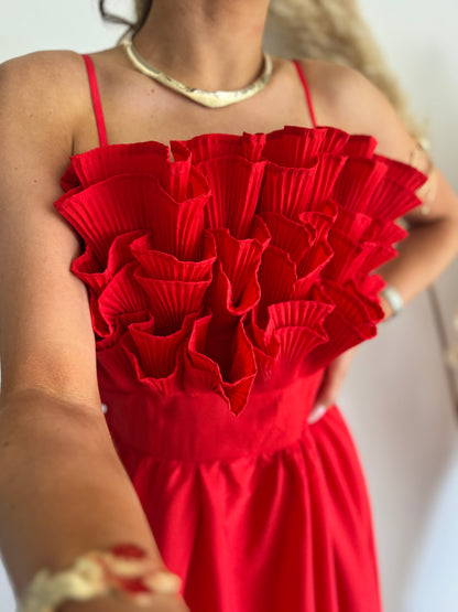 ROBE BUSTIER - ROUGE