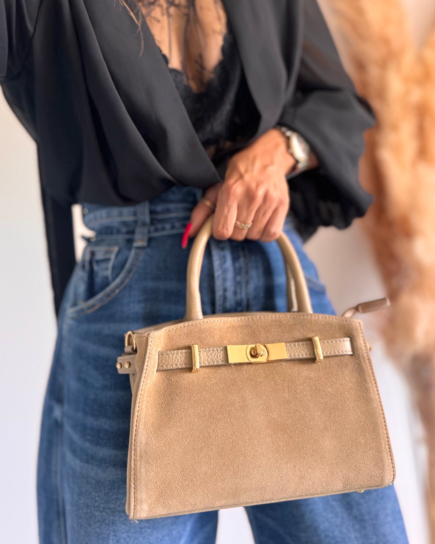 SAC TAUPE - CUIR
